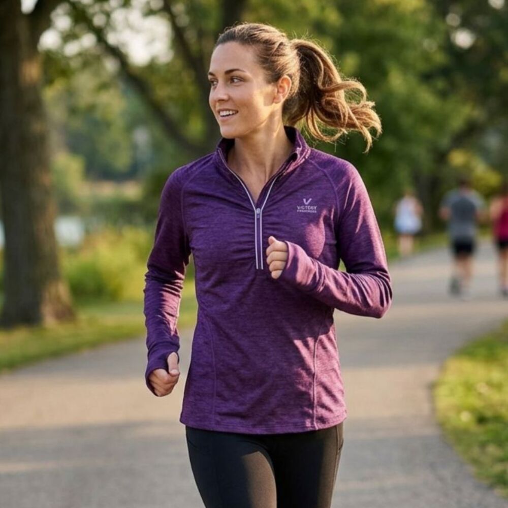 Victory Performance Women's Pullover Purple Heathered Long Sleeve Top, Large EUC